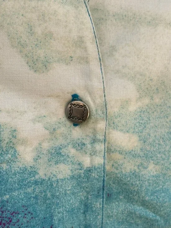 Vintage Wrangler Button Up Shirt Womens Medium Blue Western Cowgirl Rodeo Horses - Picture 3 of 8